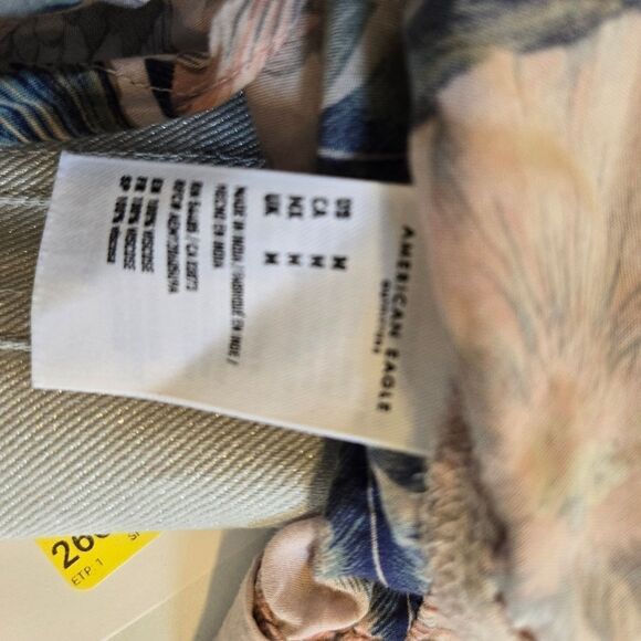 American Eagle Outfitters Women's Floral Ttropical Tie-Front Top - Pink and Blue - Picture 7 of 7